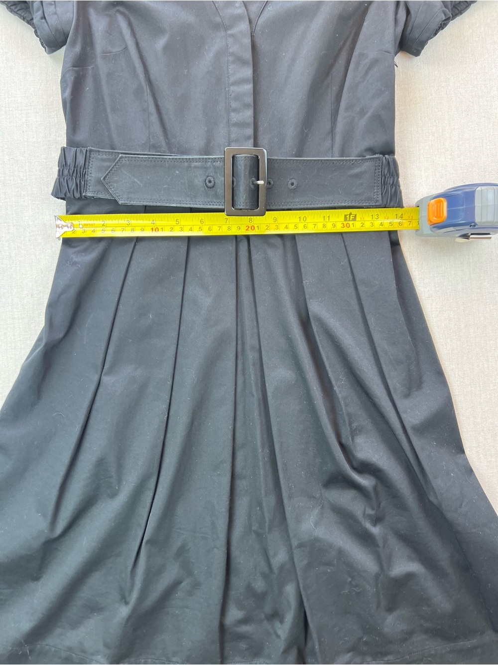 Women’s Black Belted Short Sleeve Collared Sleek Business Professional Dress-8P - Picture 6 of 9